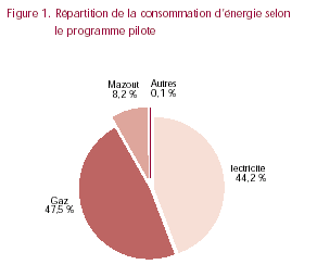 Figure 1. Répartition de la consommation d'énergie selon le programme pilote