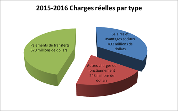 2015-2016 Charges réelles par type (en millions de dollars)