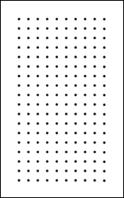 Cette illustration montre un quadrillage de points noirs espacés égalent en horizontal et en vertical. Cette grille de points est utilisée pour mesurer les surfaces lorsqu’elle qu’elle est placée en transparence sur une carte.