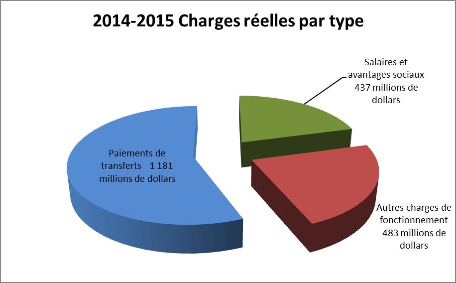 2014-2015 Charges réelles par type (en millions de dollars)