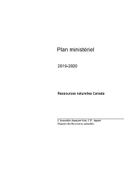 Ressources naturelles Canada : Plan ministériel 2019-2020
