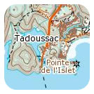 Carte topographique aux environs de Tadoussac, Québec donnant détails de la carte au 1/50 000.