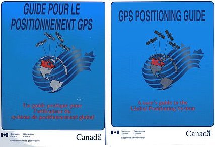 Page couverture de la version anglaise et française du document «Guide de positionnement GPS» produit par la Division des levés géodésiques