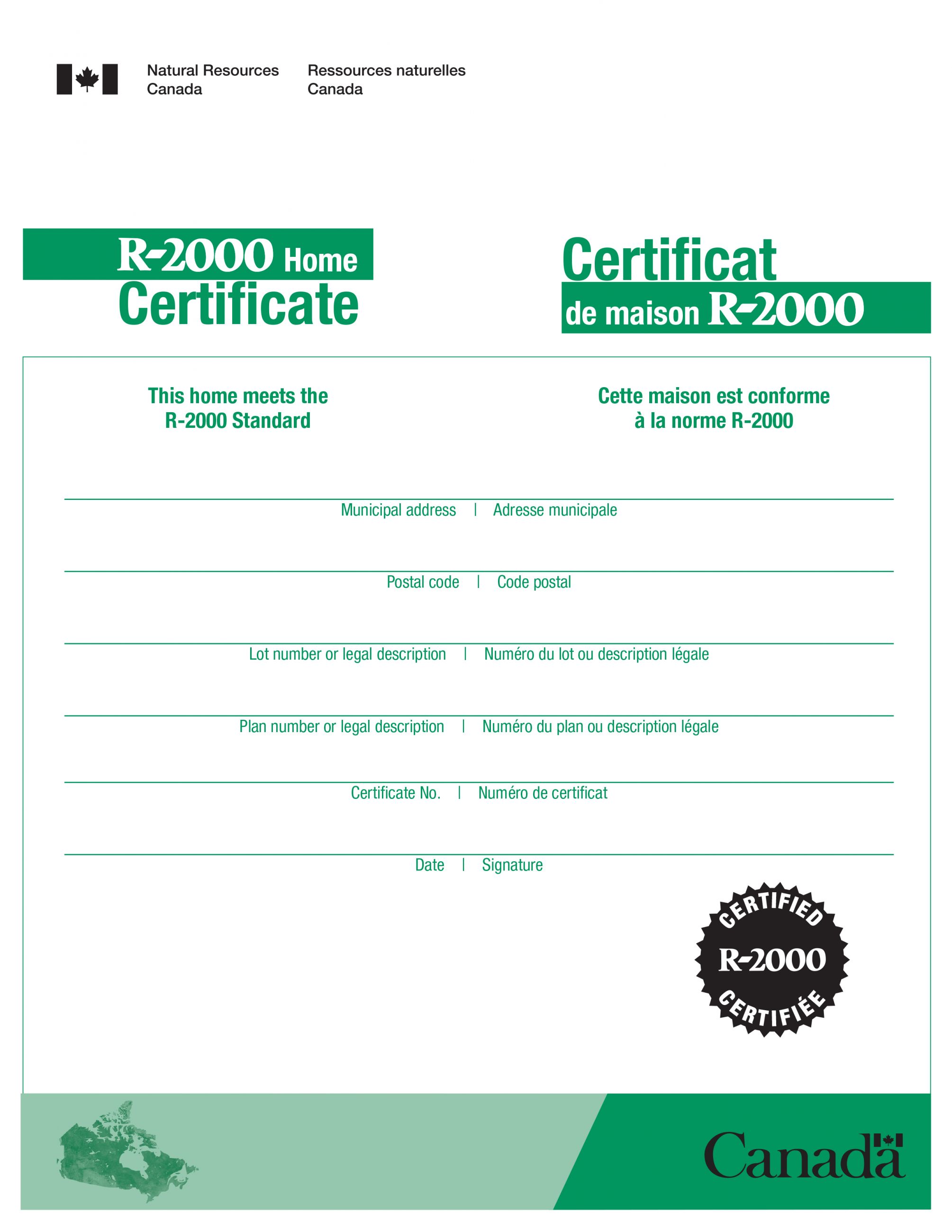 certificat R-2000