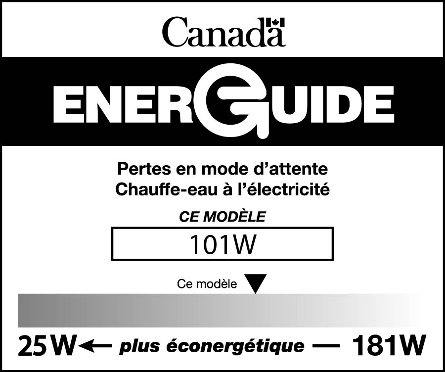 Étiquette ÉnerGuide d'un chauffe-eau électrique à réservoir de stockage
