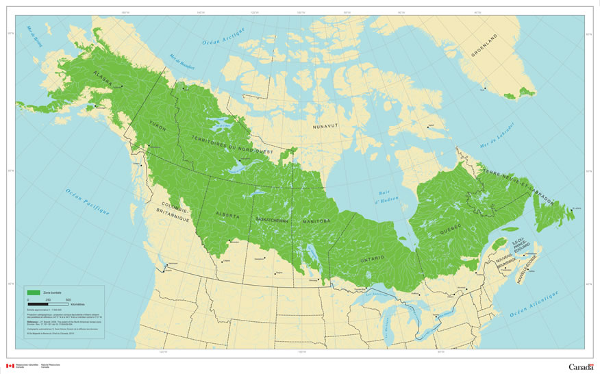Carte de la zone boréale de l’Amérique du Nord